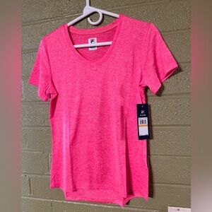 Fila Pink Fitted V-Neck Short Sleeve Tee